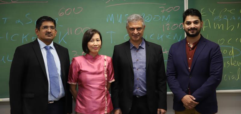 Prof Ts. Dr. Saravanan Muthaiyah, Ms. Karen Phang (CIMA), Dr. Alnoor Bhimani, and Aneeb Farrukh (CIMA)